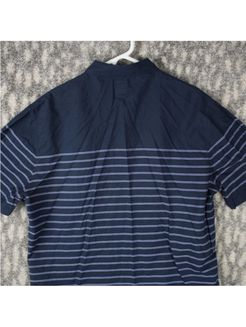 Stussy Short Sleeve Button Up Shirt Mens X-Large Navy Blue Striped Logo Street - Picture 4 of 13